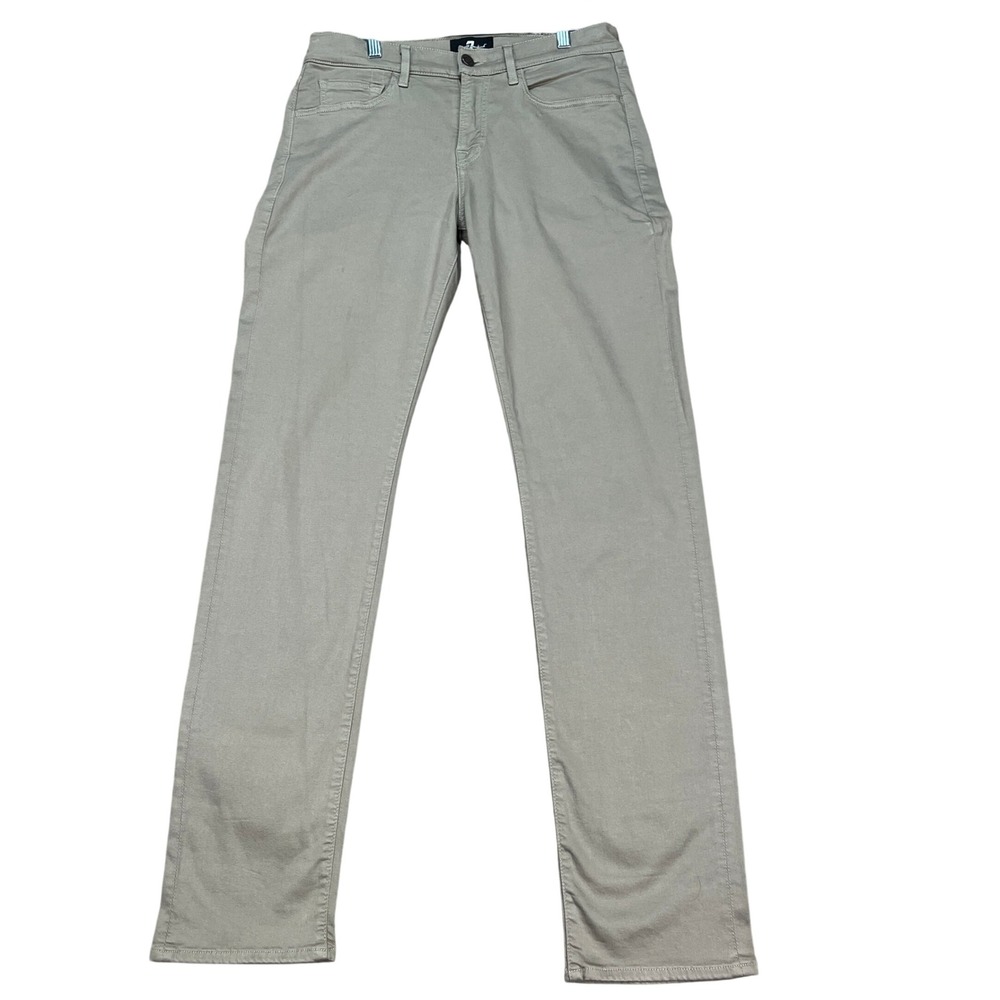 7 For All Mankind Luxe Sport Pants Mens 31x33 Khaki Tan Slimmy Stretch Chino‎